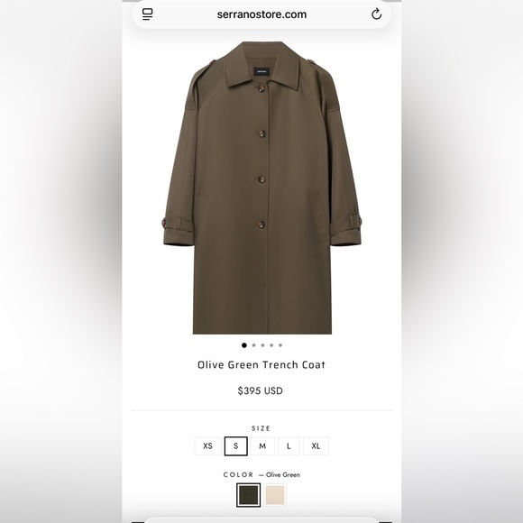 SERRANO Olive Green Trench Coat l Small l NWT — CURRENTLY ONLINE FOR FULL PRICE - Picture 9 of 13